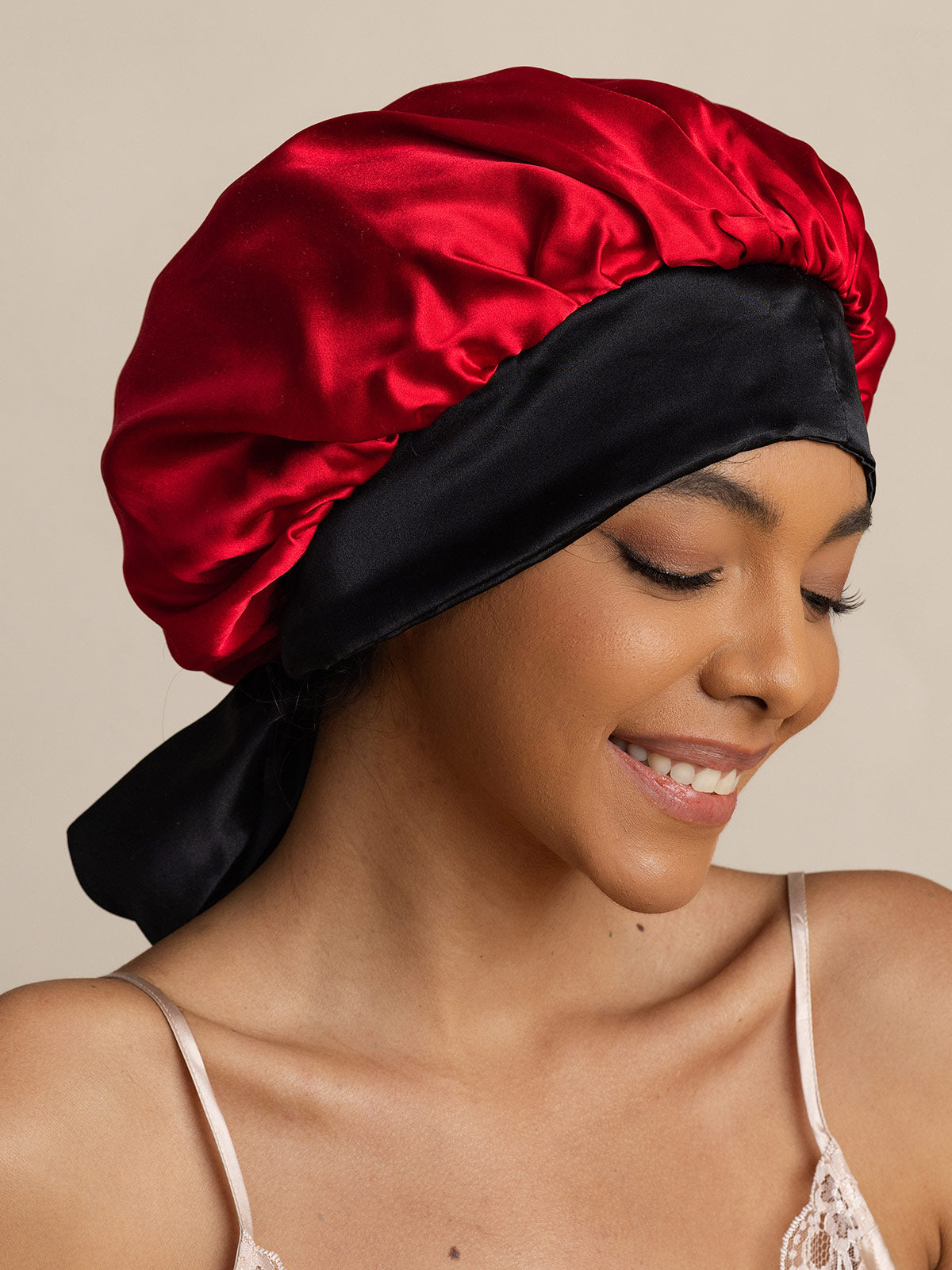 [Wine] SilkSilky-AU Pure Silk Sleep Cap 006