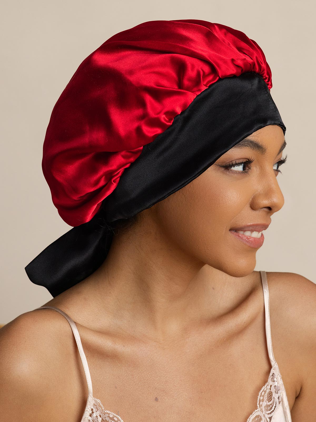 [Wine] SilkSilky-AU Pure Silk Sleep Cap 007