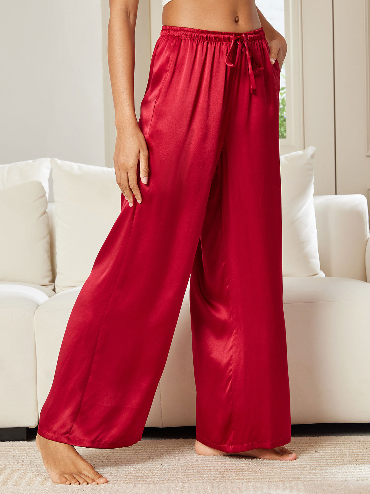 [Wine] SilkSilky-AU Pure Silk Womens Pants 001