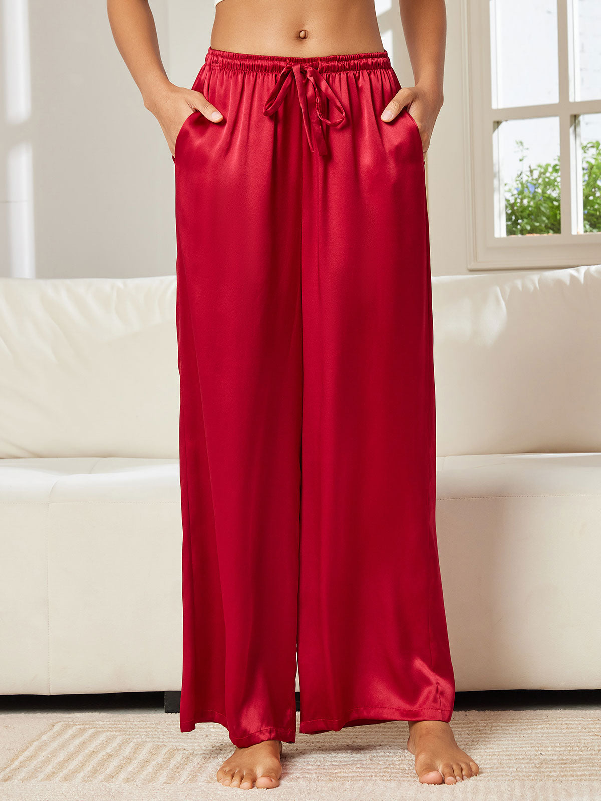 [Wine] SilkSilky-AU Pure Silk Womens Pants 003