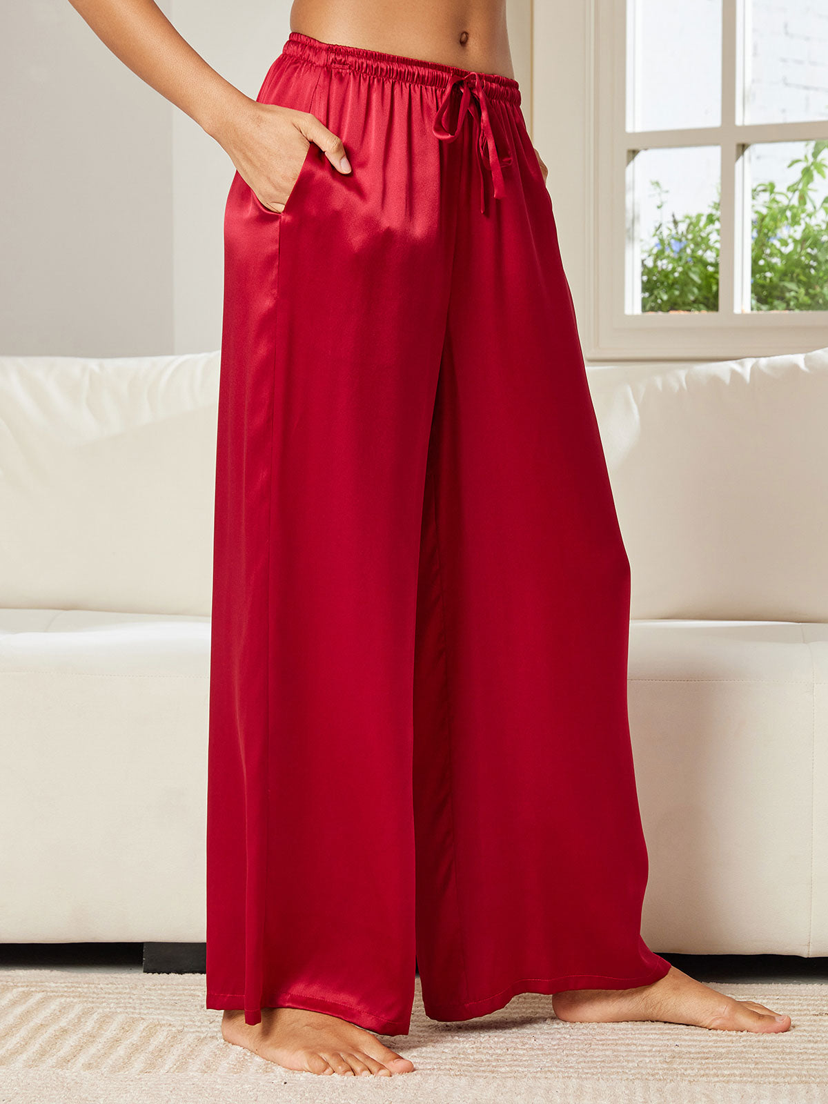 [Wine] SilkSilky-AU Pure Silk Womens Pants 003