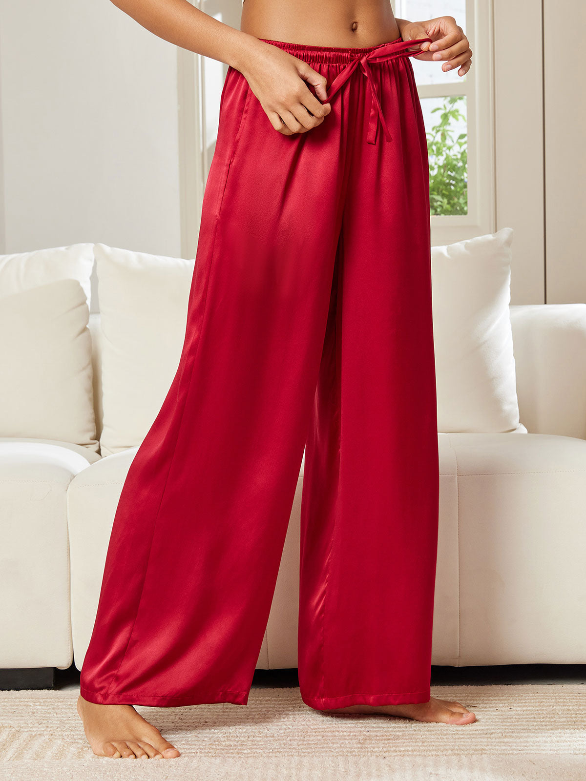 [Wine] SilkSilky-AU Pure Silk Womens Pants 004