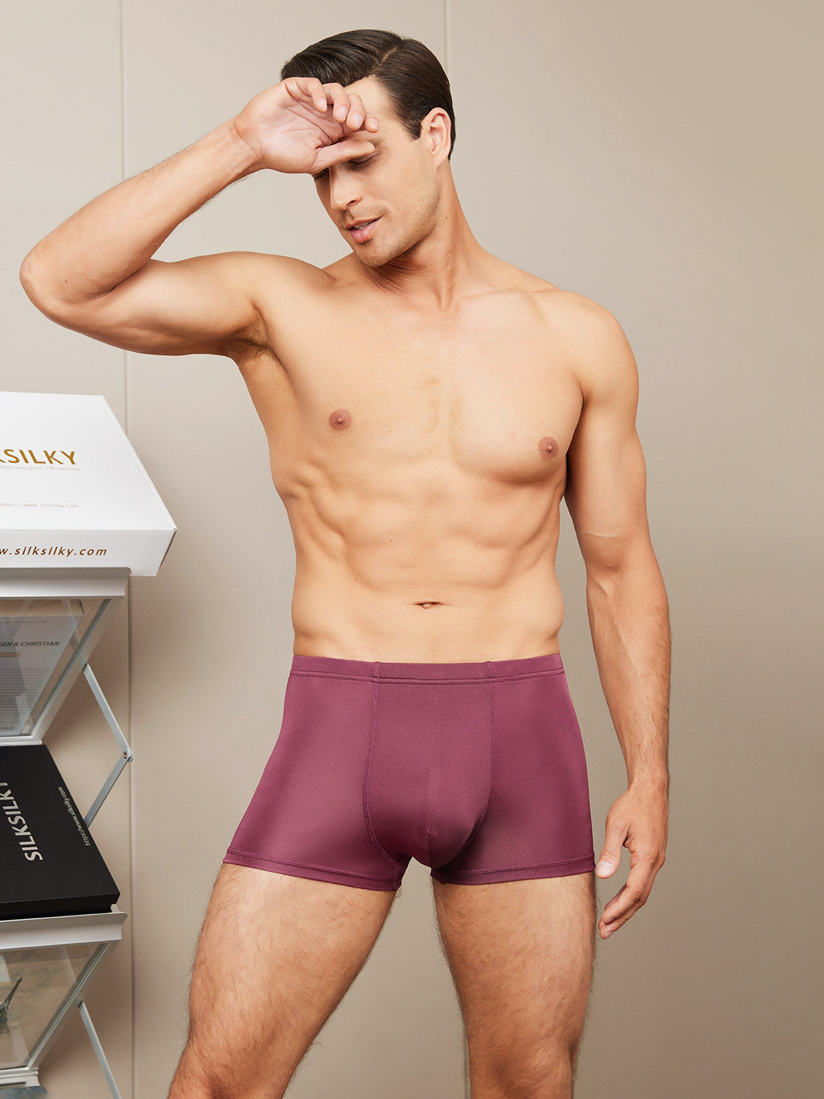 [Wine] SilkSilky-AU Silk Knitted Mens Underwear 003