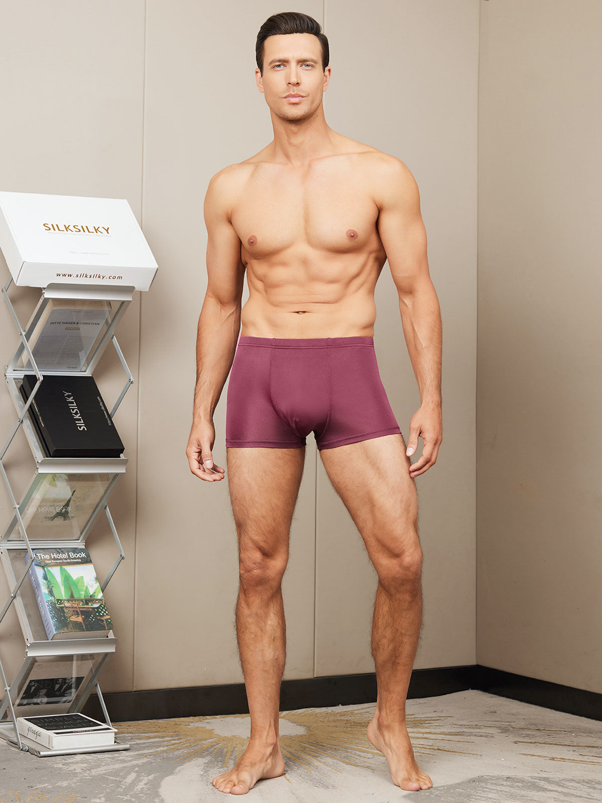 [Wine] SilkSilky-AU Silk Knitted Mens Underwear 005