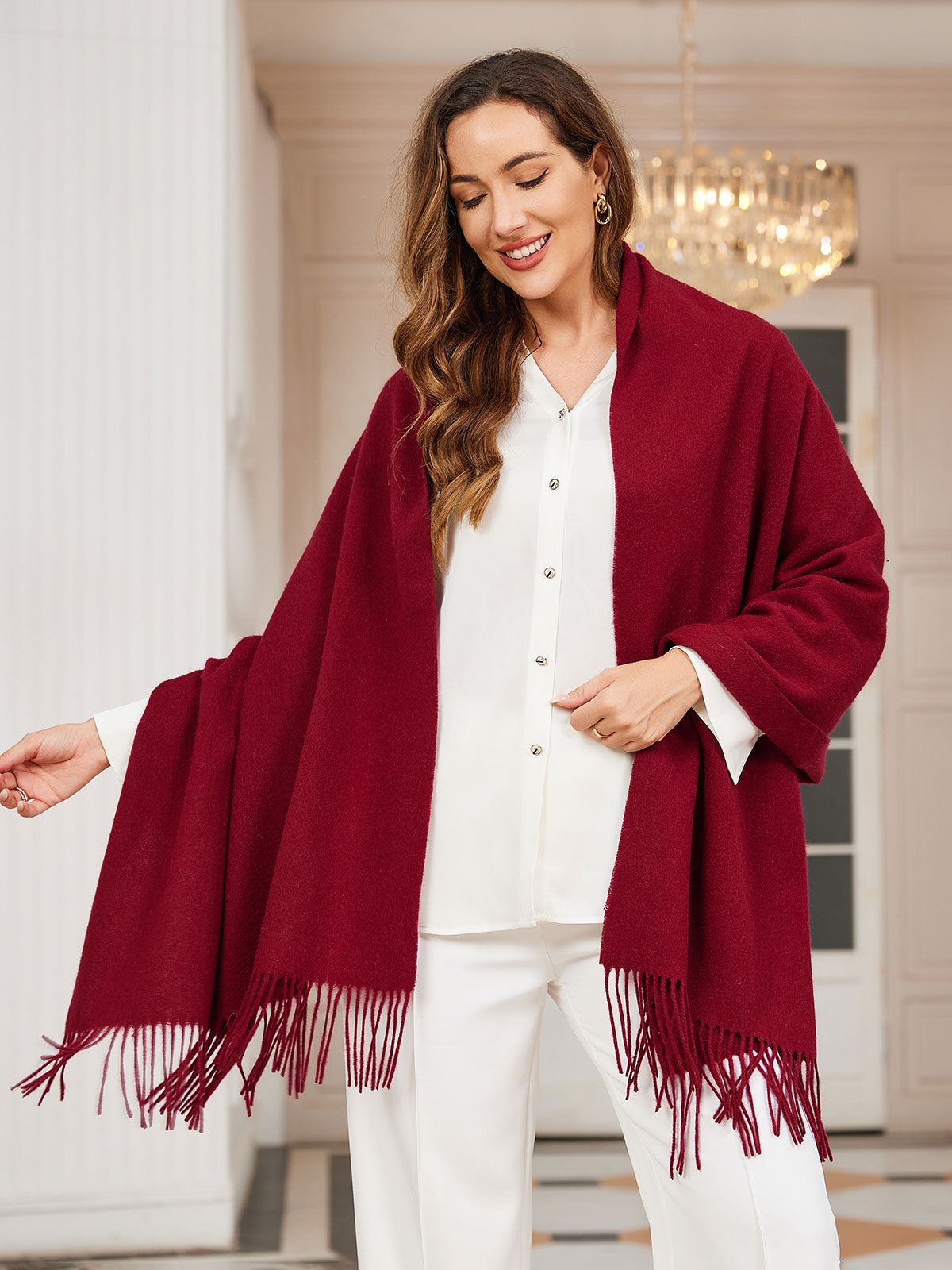 [Wine] SilkSilky-AU Wool Scarf 001
