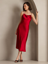 [Wine] SilkSilky-AU Sleeveless Cowl Neck Dress 001
