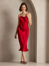 [Wine] SilkSilky-AU Sleeveless Cowl Neck Dress 006