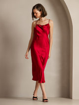 [Wine] SilkSilky-AU Sleeveless Cowl Neck Dress 007