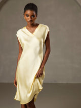 [Yellow] SilkSilky-AU Sleeveless V Neck Dress 003