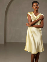 [Yellow] SilkSilky-AU Sleeveless V Neck Dress 004
