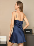 SilkSilky AU Pure Silk Sleeveless V Neck Dress DarkBlue 002