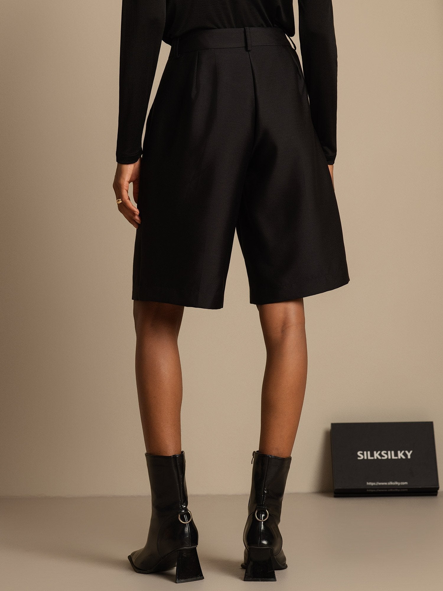 [Black] SilkSilky-AU 32Momme Wool Womens Shorts 002,