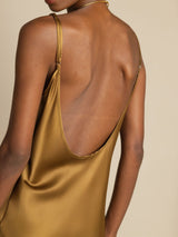 [Brown] SilkSilky-AU Sleeveless U Neck Dress 005