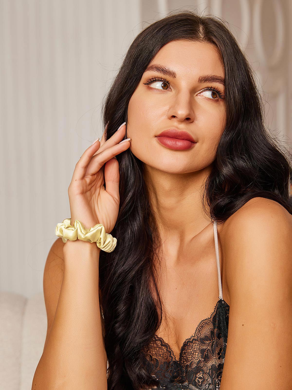 [Light Yellow] SilkSilky-AU 19Momme Pure Silk Scrunchie 003