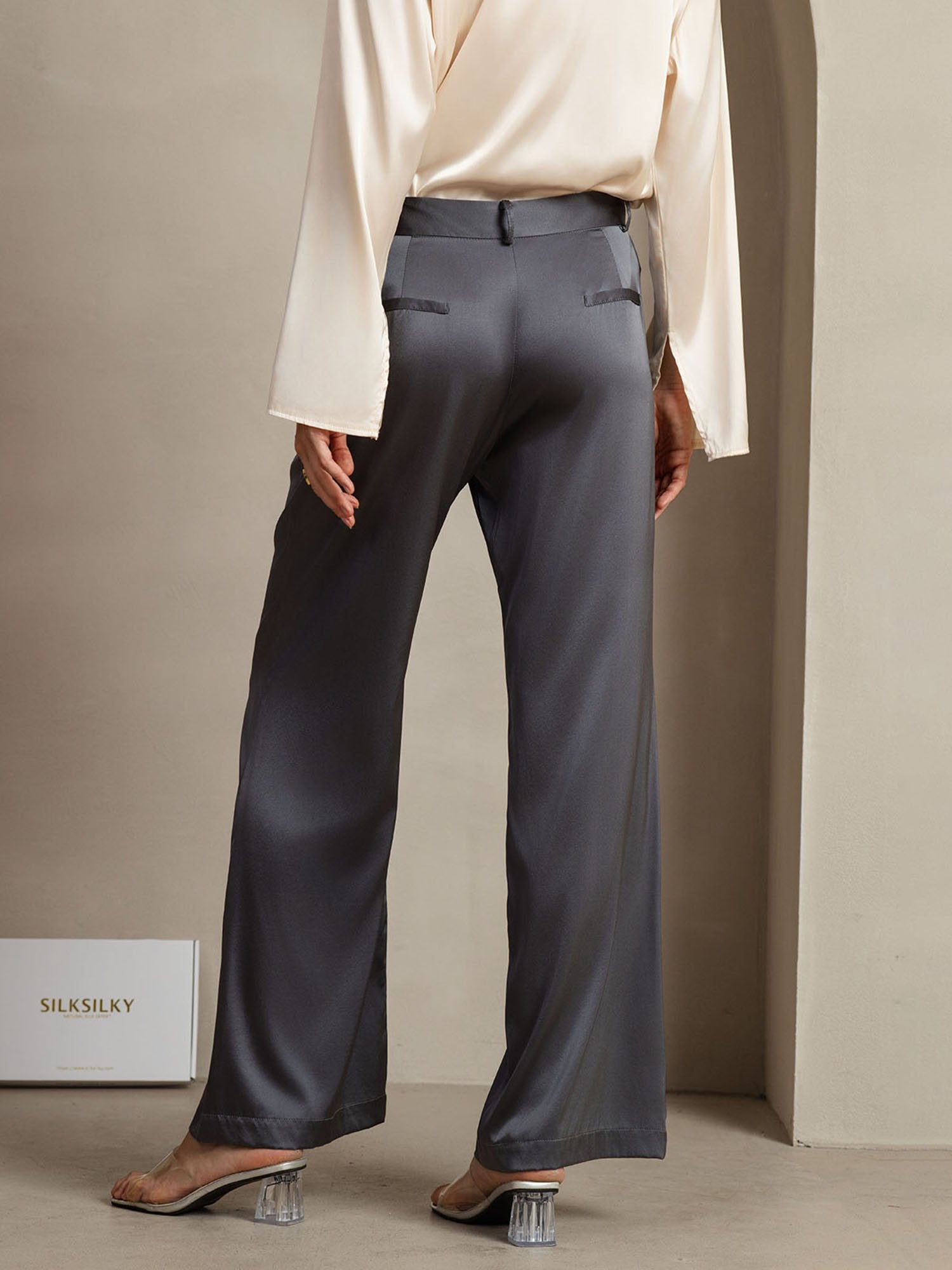 [DarkGray] SilkSilky-AU 19Momme Silk Womens Pants 002