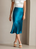 SilkSilky-AU 19Momme Pure Silk Skirt Teal 003