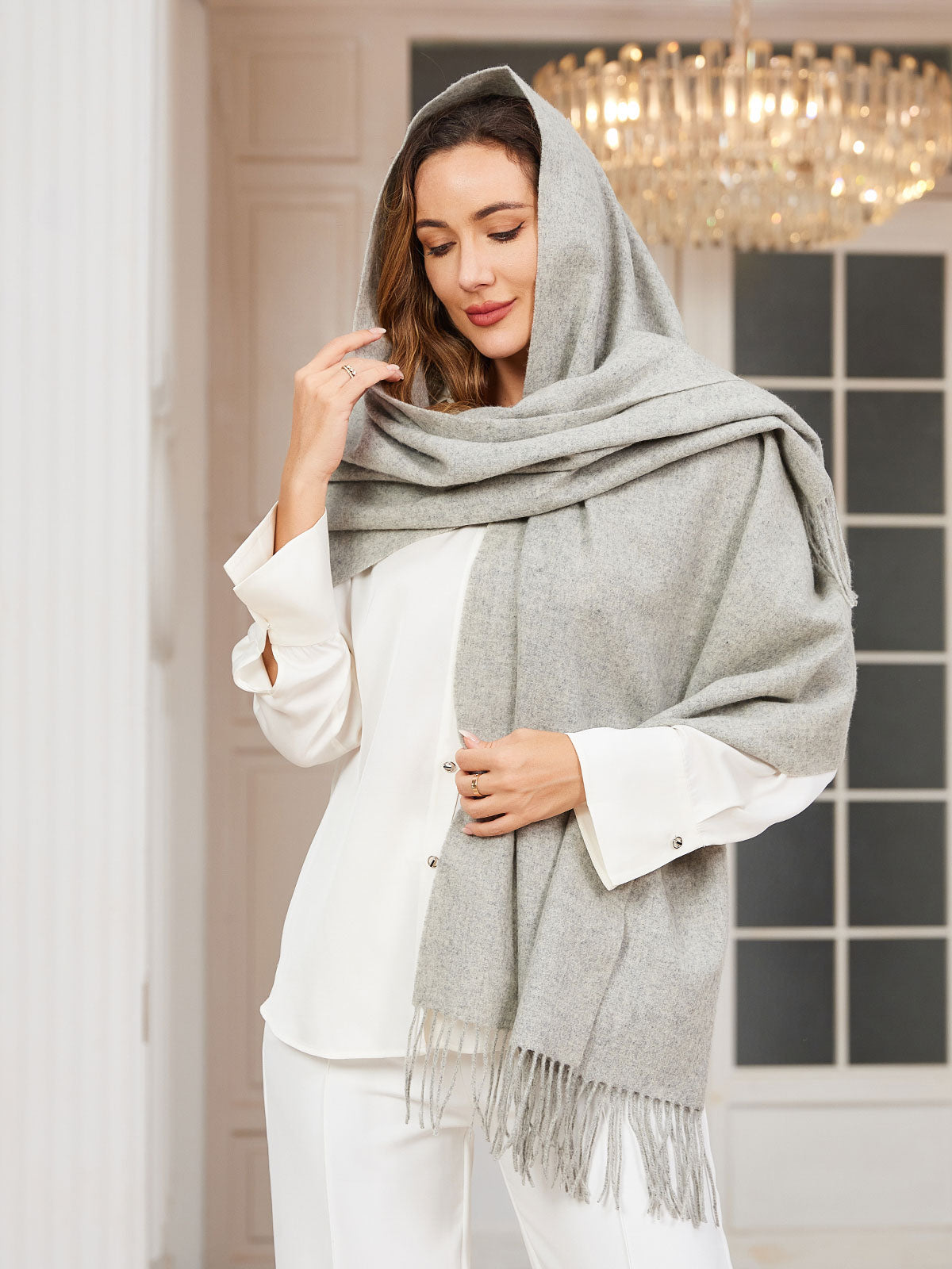 [Light Gray] SilkSilky-AU Wool Scarf 002