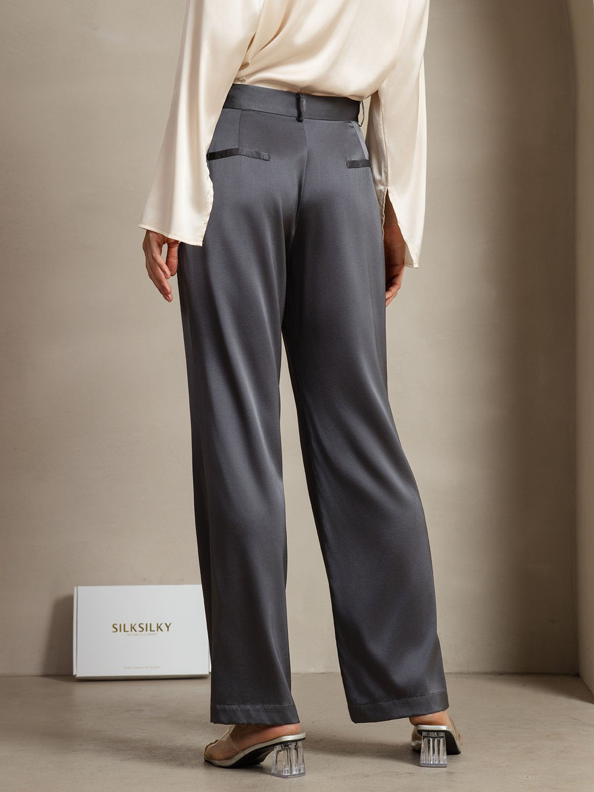 [DarkGray] SilkSilky-AU 19Momme Silk Womens Pants 006