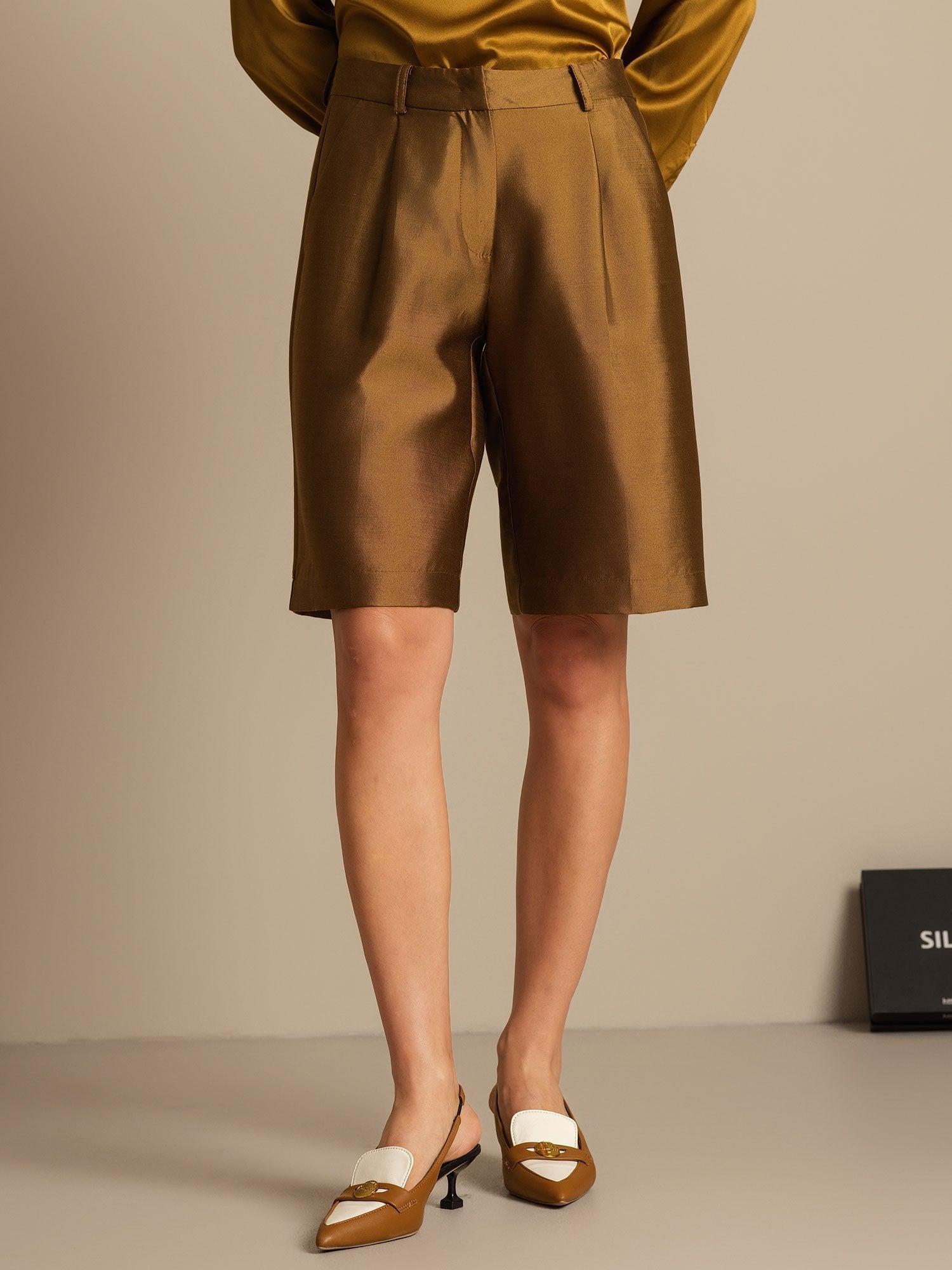 [Bronze] SilkSilky-AU 32Momme Wool Womens Shorts 006,