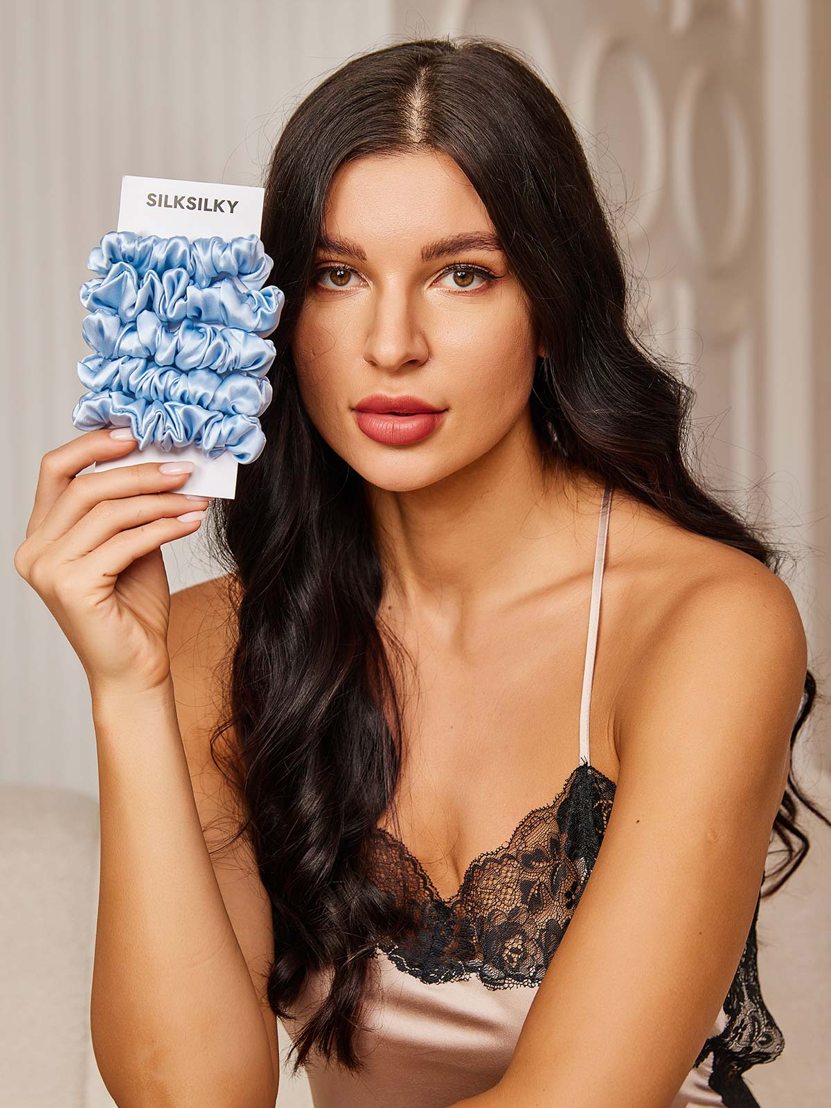 [Sky Blue] SilkSilky-AU 19Momme Pure Silk Scrunchie 001