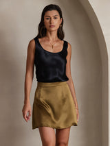 [Black] SilkSilky-AU 19Momme Stretch Silk Charmeuse Sleeveless Scoop Neck Camisole 004