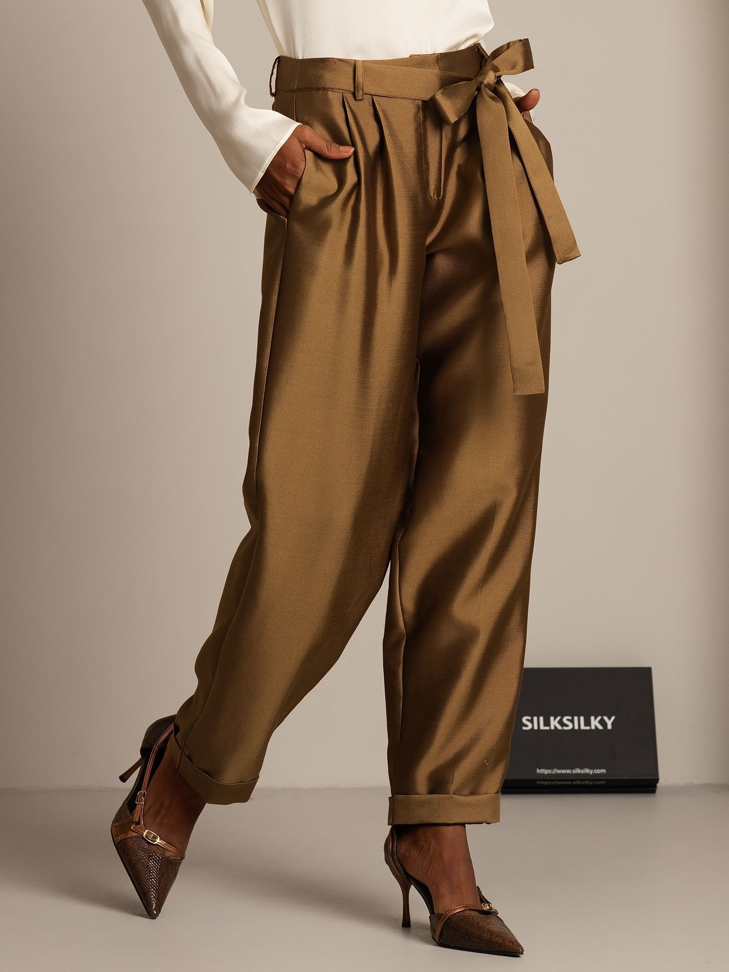 [Bronze] SilkSilky-AU 32Momme Wool Womens Pants 006,