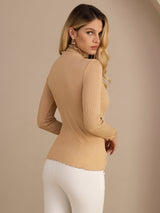 [Moonstone] SilkSilky-AU Long Sleeve Turtle Neck Women's T-Shirt 002