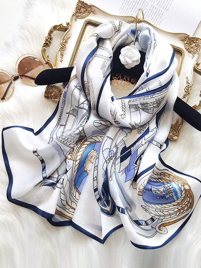 SilkSilky AU Pure Silk Scarf Blue 001