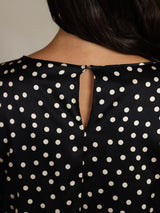 [Polka Dot] SilkSilky-AU 19Momme Silk Long Sleeve Round Neck Blouse 005