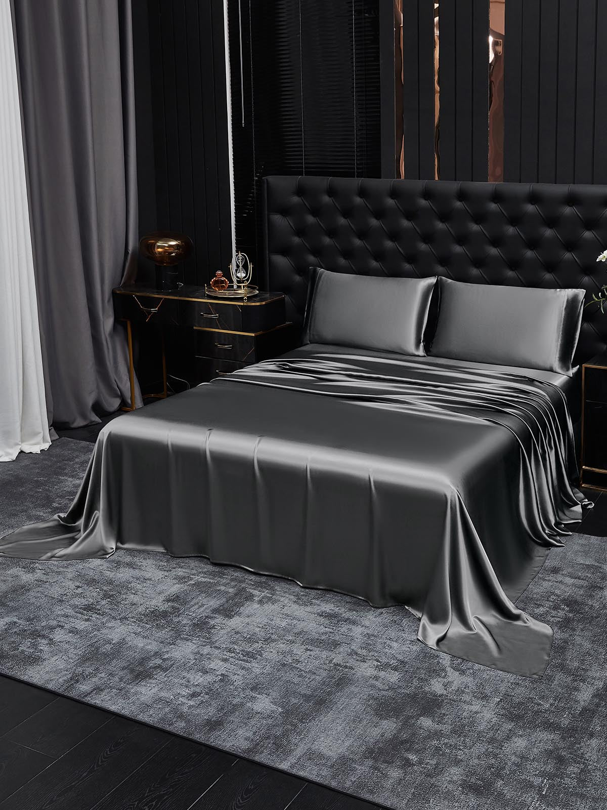[Dark Gray] SilkSilky-AU 19Momme Pure Silk Bedding Set 001