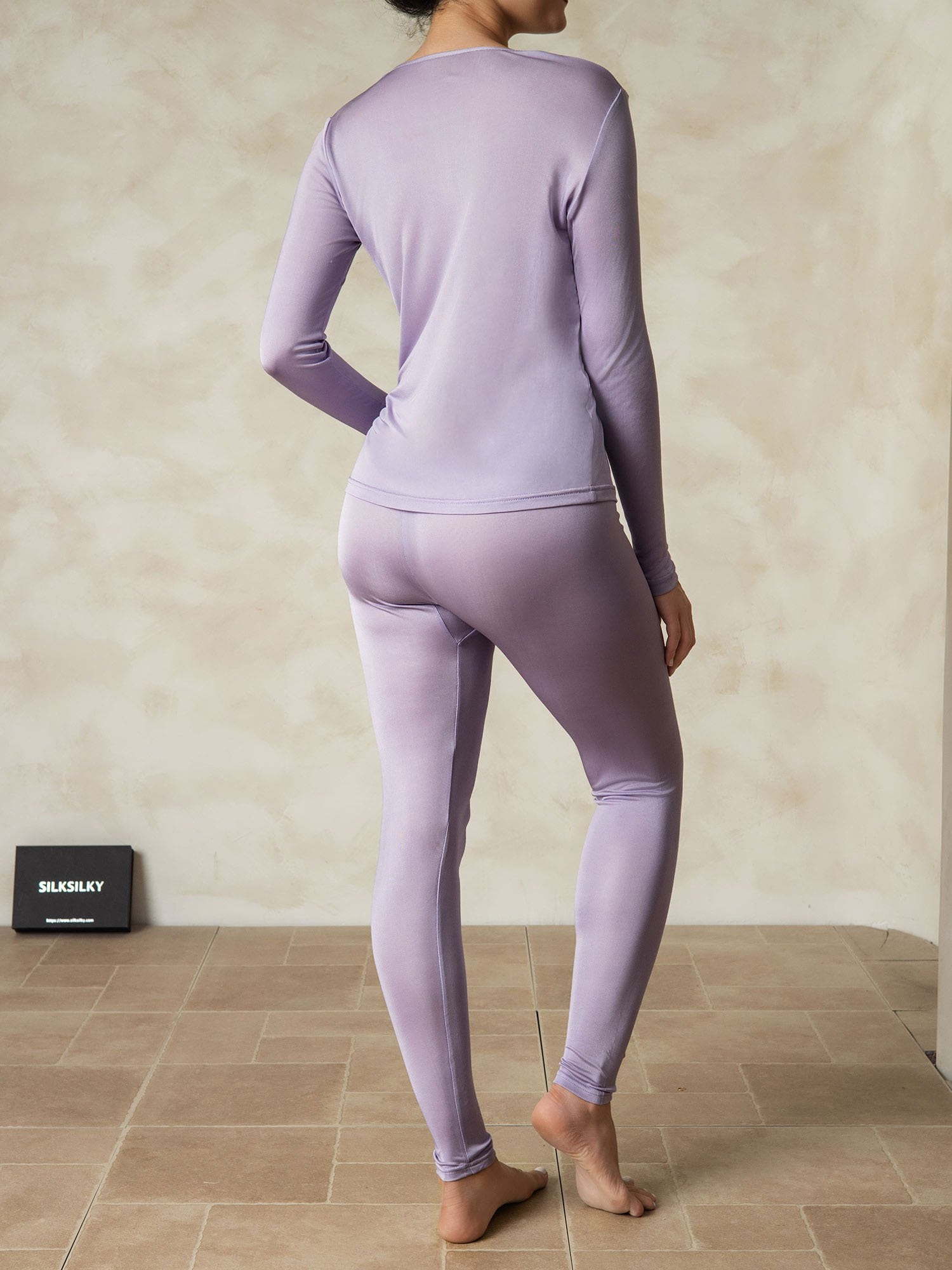 [Purple] SilkSilky-AU Silk Knitted Round Neck Women's Pyjamas 002