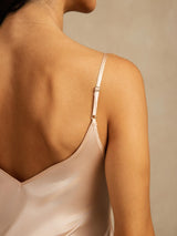 [Light Pink] SilkSilky-AU Sleeveless V Neck Nightgown 005
