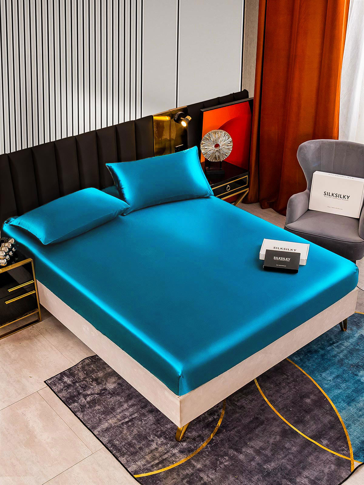 [Teal] SilkSilky-AU 22Momme Bedding Set 002