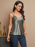 SilkSilky-AU Pure Silk Sleeveless V Neck Camisole DarkGray 004