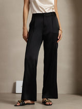 [Black] SilkSilky-AU 19Momme Silk Womens Pants 001,