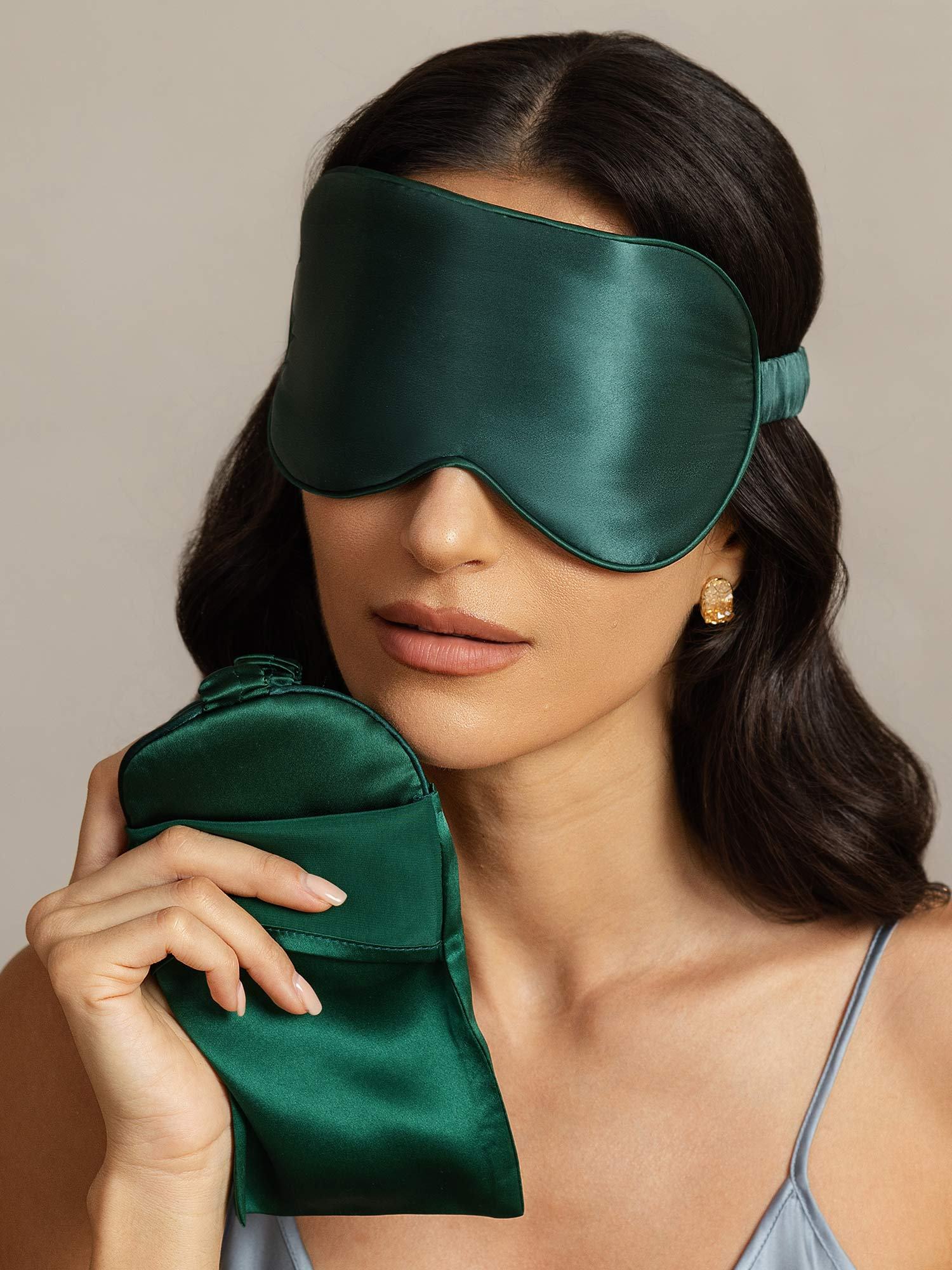 [DarkGreen] SilkSilky-AU Pure Silk Eye Mask 003