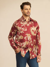 [Wine Dragon] SilkSilky-AU Long Sleeve Lapel Collar Men's Shirt 001