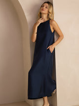 [Dark Blue] SilkSilky-AU Sleeveless Crew Neck Dress 007