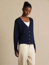 [Dark Blue] SilkSilky-AU Long Sleeve Women's Cardigan 001