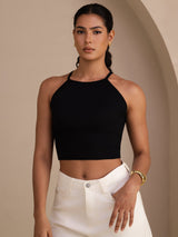 [Black] SilkSilky-AU Sleeveless Crew Neck Camisole 001