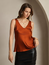[Caramel] SilkSilky-AU Sleeveless V Neck Camisole 006