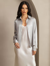 [Light Gray] SilkSilky-AU Long Sleeve Lapel Collar Women's Shirt 007