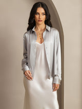 [Light Gray] SilkSilky-AU Long Sleeve Lapel Collar Women's Shirt 007