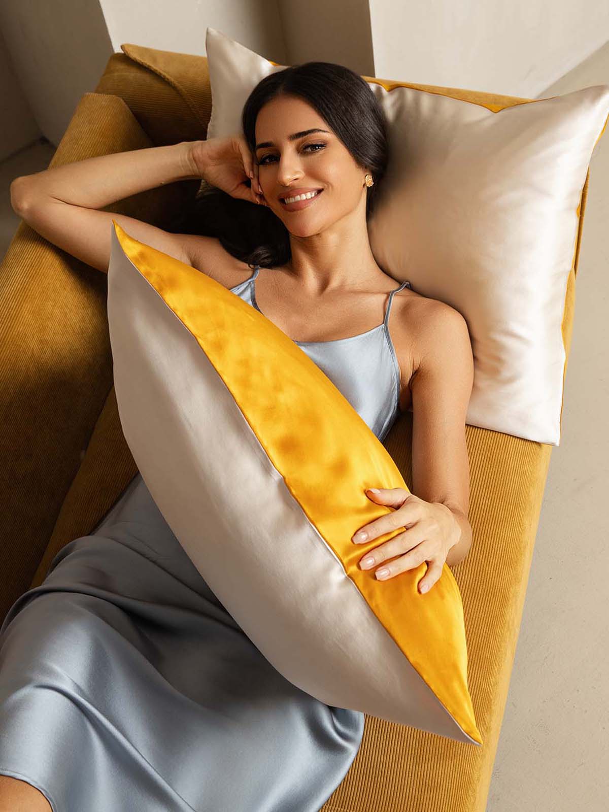 [Gold+LightBeige] SilkSilky-AU 22Momme Pure Silk Pillowcase 003