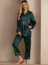 [Emerald Zebra] SilkSilky-AU Long Sleeve Lapel Collar Women's Pyjamas 005