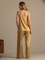 [Tan] SilkSilky-AU 19Momme Machine-Washable Silk Sleeveless Scoop Neck Women's Pyjamas 002