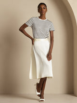 [Ivory] SilkSilky-AU 19Momme Stretch Silk Charmeuse Skirt 005