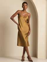[Brown] SilkSilky-AU Sleeveless U Neck Dress 003