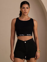 [Black] SilkSilky-AU Sleeveless Crew Neck Camisole 005