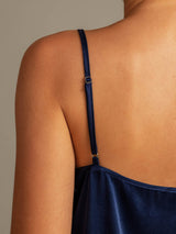 [Dark Blue] SilkSilky-AU 19Momme Machine-Washable Silk Sleeveless Round Neck Camisole Set 004
